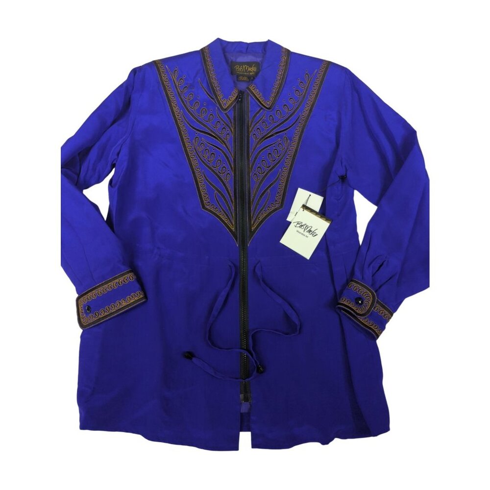 Vintage QVC Bob Mackie Size M Womens Purple Embroidered Silk Tunic Jacket New